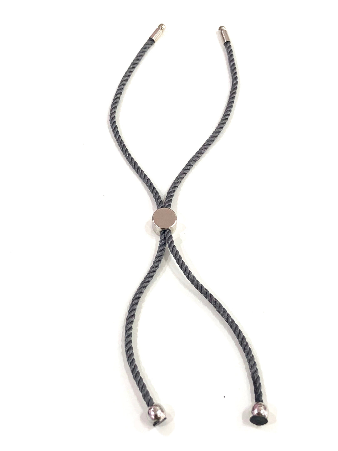 Adjustable Rope Slider Bracelet Blanks, Grey&amp;Silver Adjustable Bracelet Blanks,
