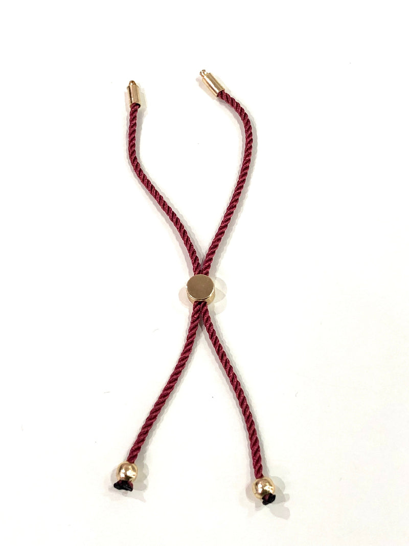 Adjustable Rope Slider Bracelet Blanks, Burgundy&Gold Adjustable Bracelet Blanks,