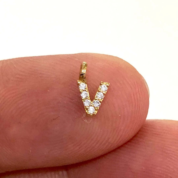 24Kt Gold Plated Brass Micro Pave Initial Charms