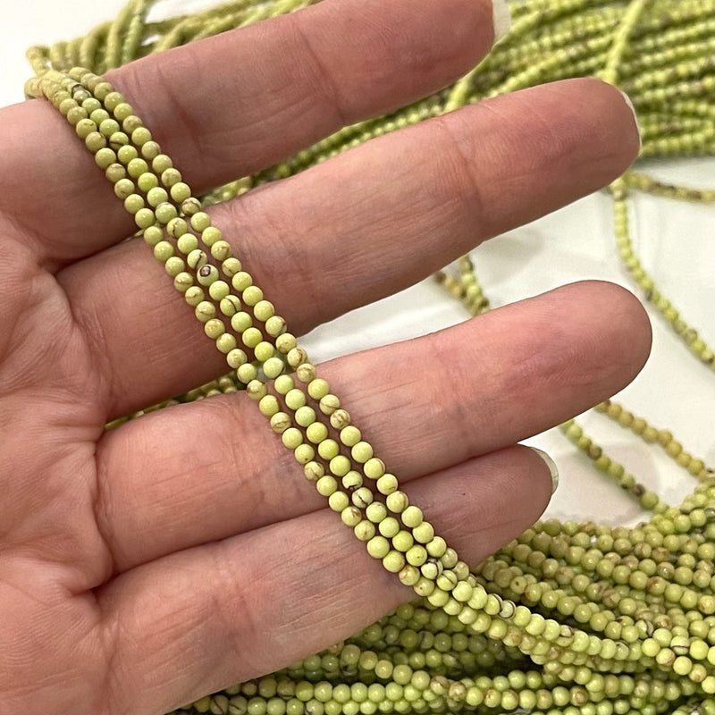 2 mm hellgrüner Achat glatte runde Edelsteinperlen, 174 Perlen