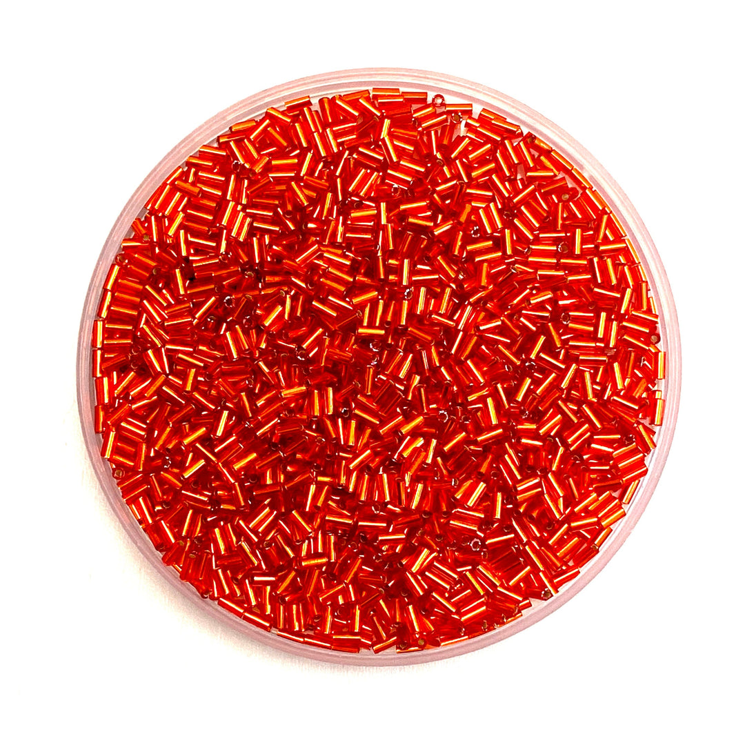 Miyuki Bugles size 3mm 0010 Silver Lined Transparent Flame 10 grams. Crystal bugles 3mm,