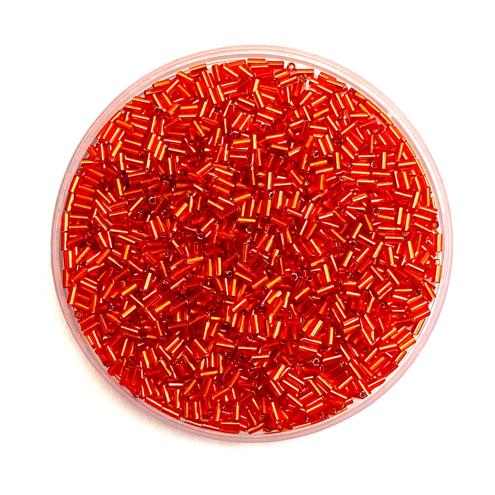 Miyuki Bugles size 3mm 0010 Silver Lined Transparent Flame 10 grams. Crystal bugles 3mm,