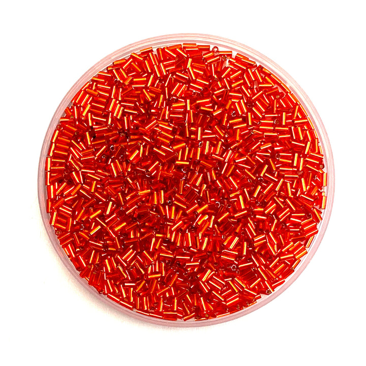 Miyuki Bugles size 3mm 0010 Silver Lined Transparent Flame 10 grams. Crystal bugles 3mm,