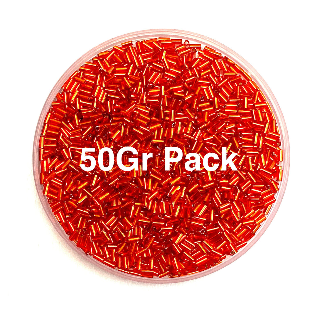 Miyuki Bugles size 3mm 0010 Silver Lined Transparent Flame 10 grams. Crystal bugles 3mm,