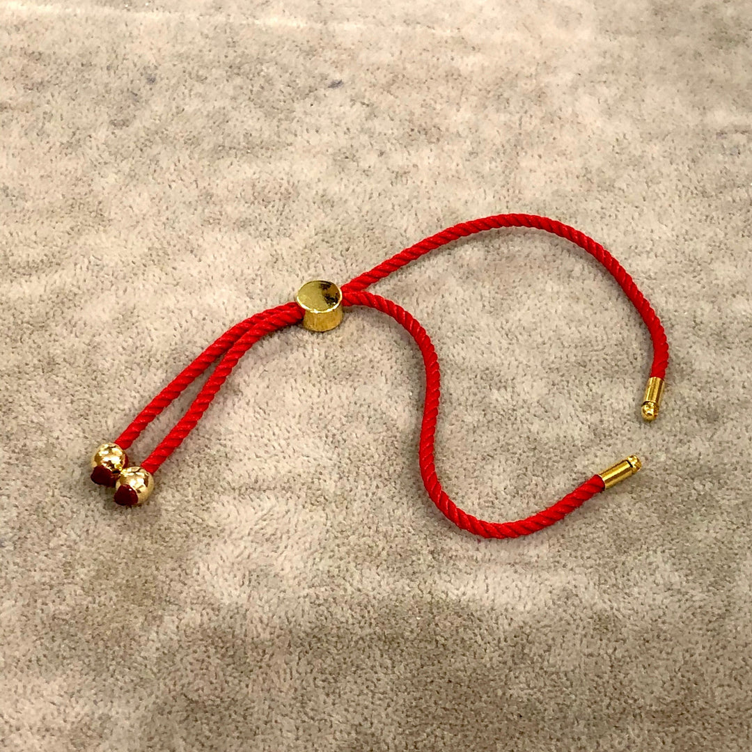 Adjustable Rope Slider Bracelet Blanks, Coral Red&amp;Gold Adjustable Bracelet Blanks,