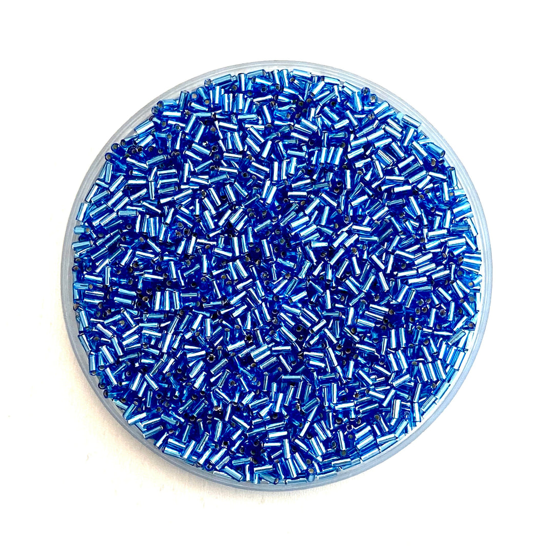 Miyuki Bugles size 3mm 0019 Silver Lined Sapphire 10 grams. Crystal bugles 3mm,
