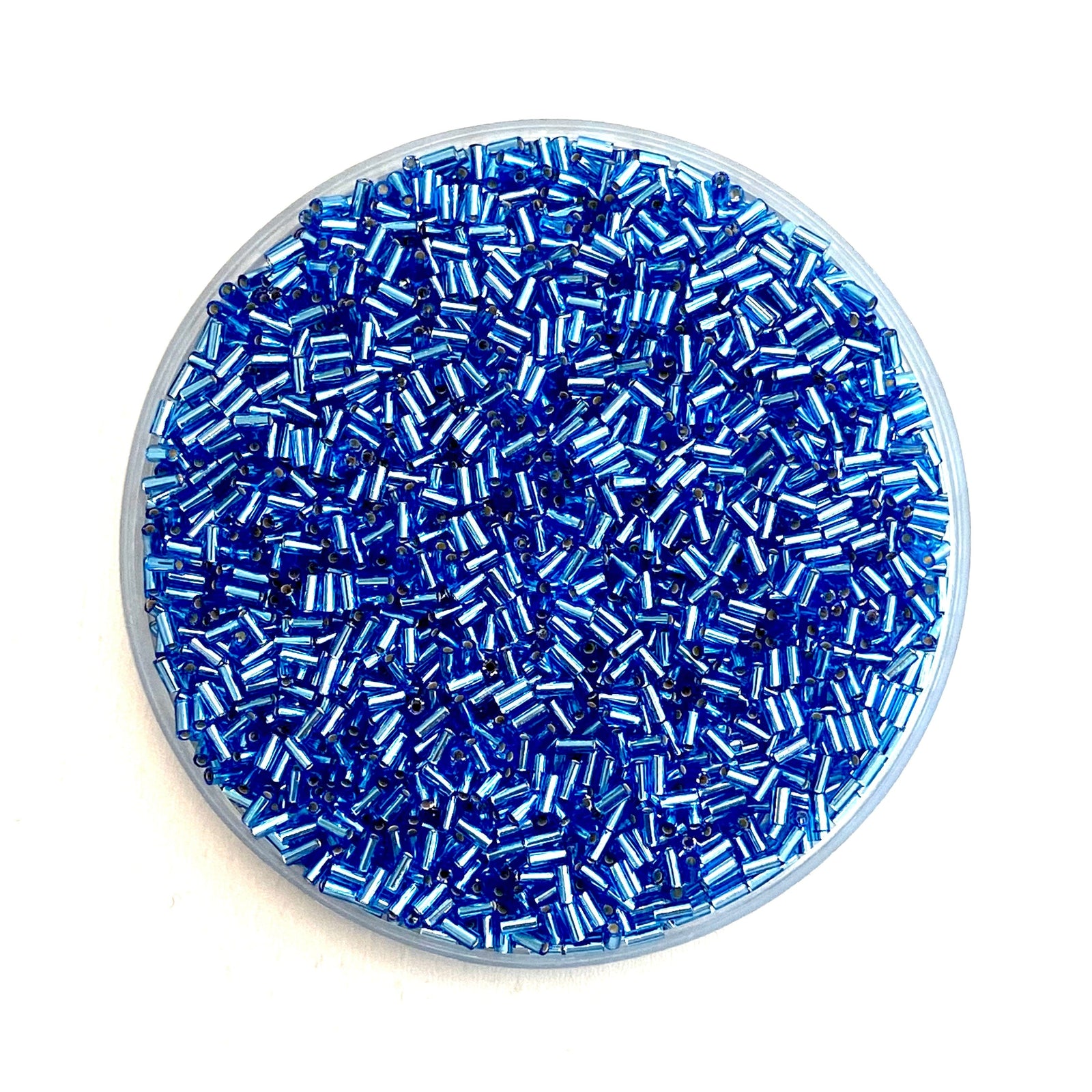 Miyuki Bugles size 3mm 0019 Silver Lined Sapphire 10 grams. Crystal bugles 3mm,