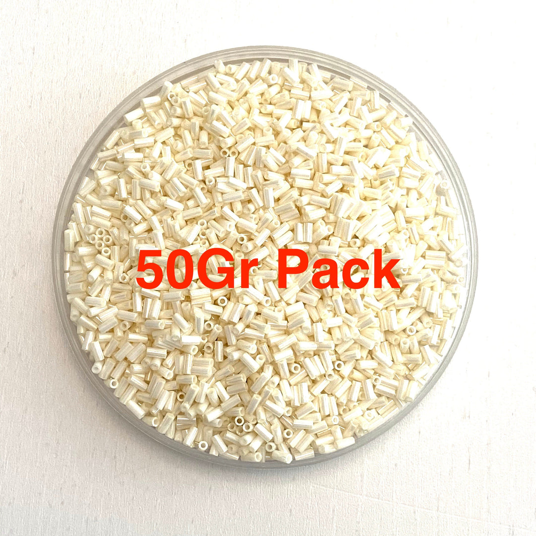 Miyuki Bugles size 3mm 0594 Cream Ceylon 10 grams.