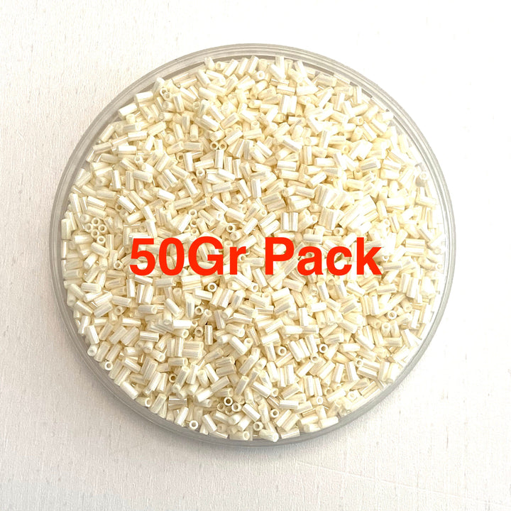 Miyuki Bugles size 3mm 0594 Cream Ceylon 10 grams.