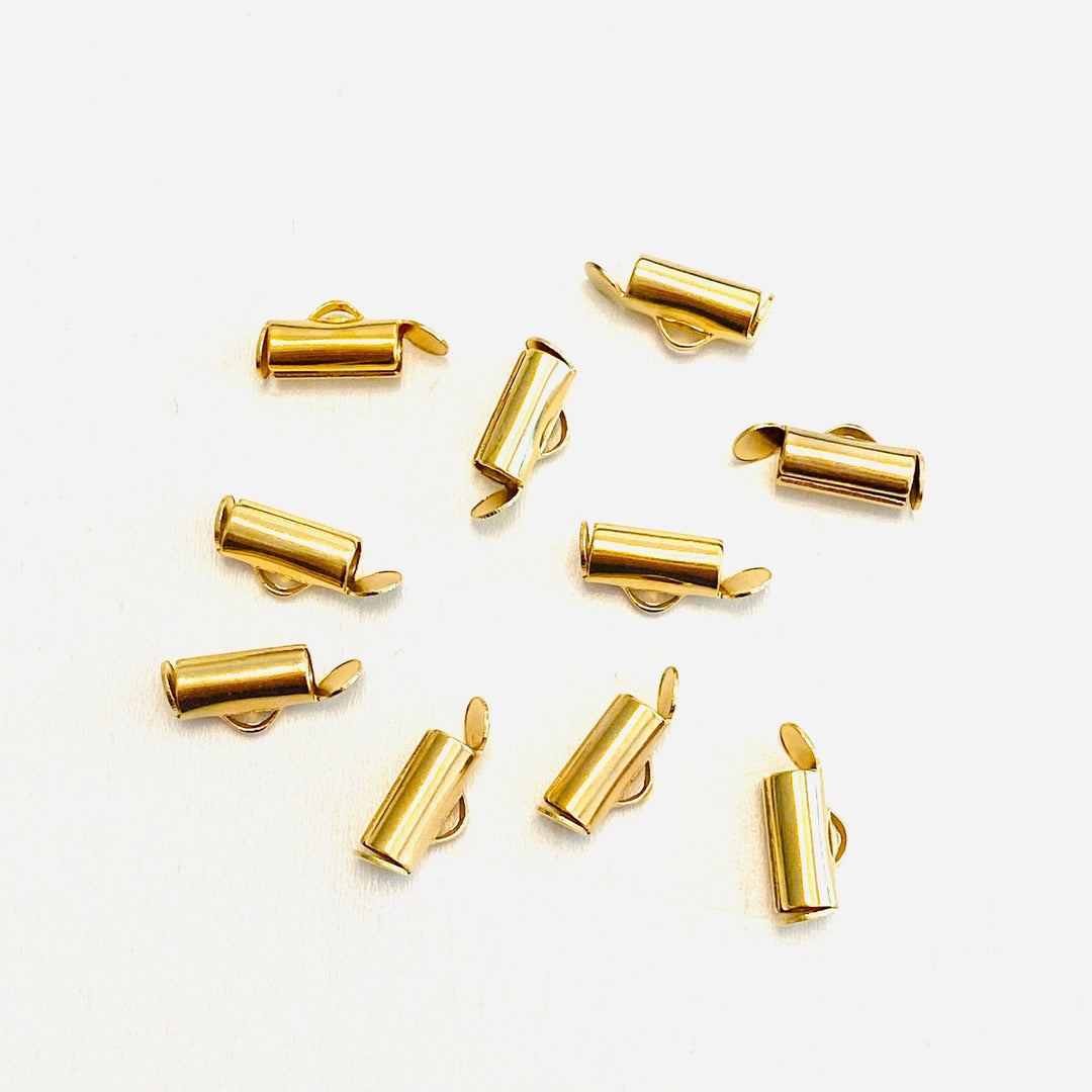 Miyuki Slide End Tubes, 10mm Gold Plated 10 Tubes in a pack