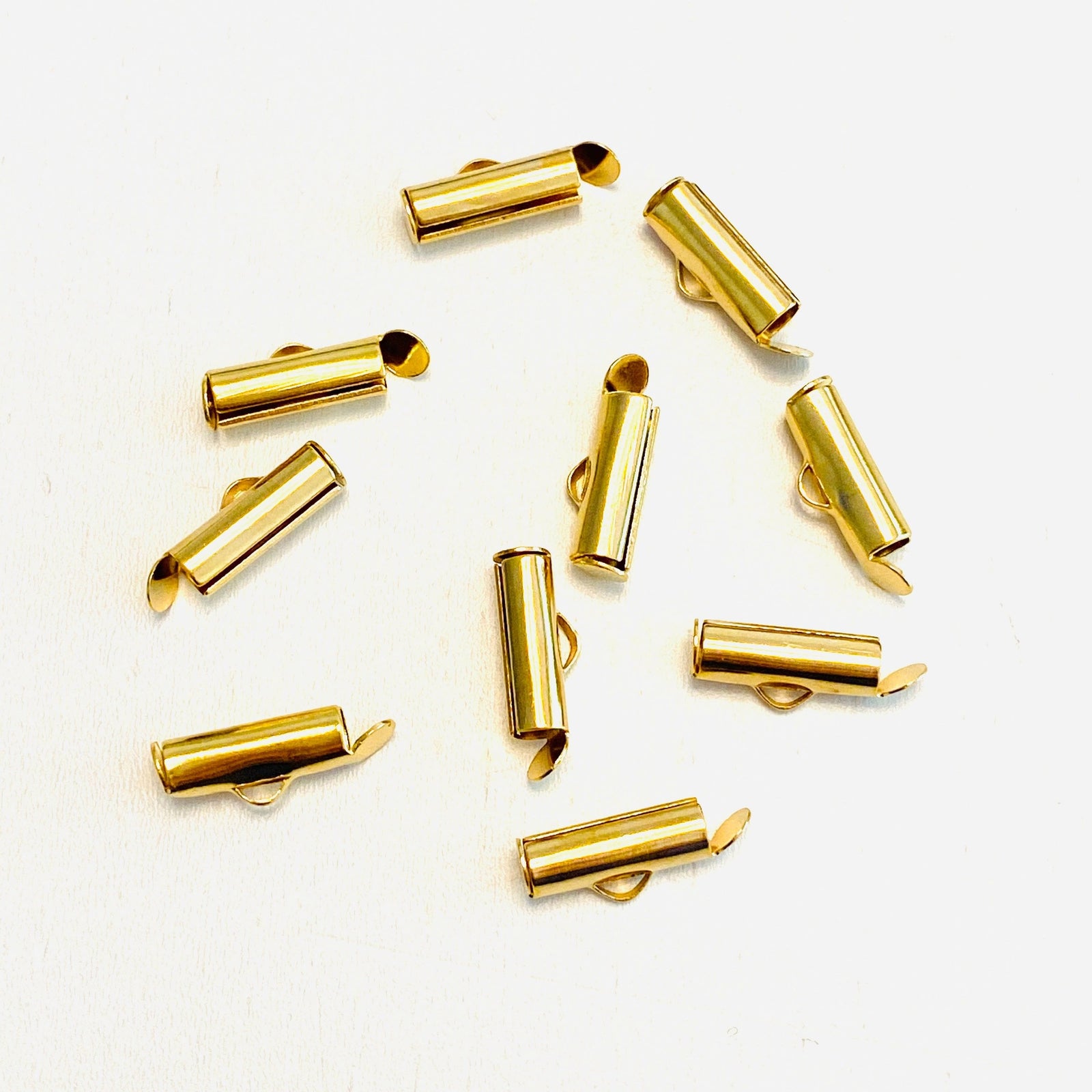 Miyuki Slide End Tubes, 13mm Gold Plated 10 Tubes in a pack