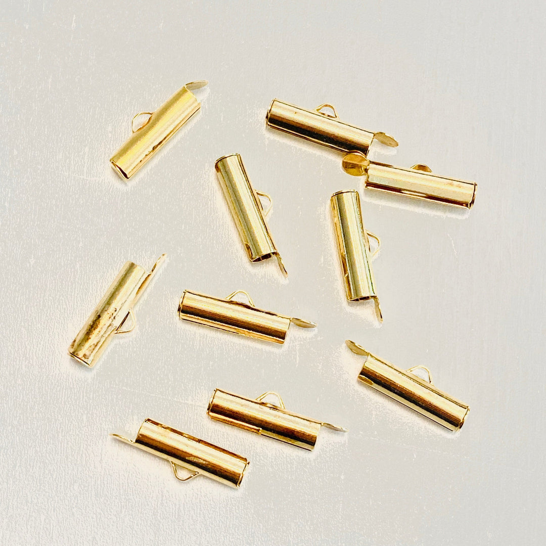 Miyuki Slide End Tubes, 15mm Gold Plated 10 Tubes in a pack