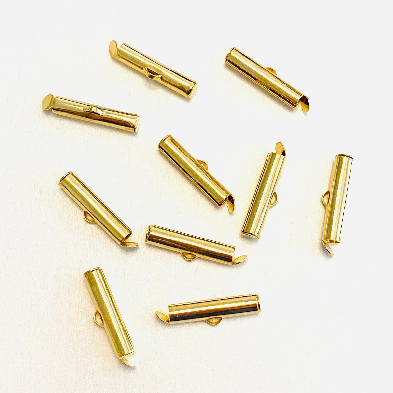 Miyuki Slide End Tubes, 20mm Gold Plated 10 Tubes in a pack