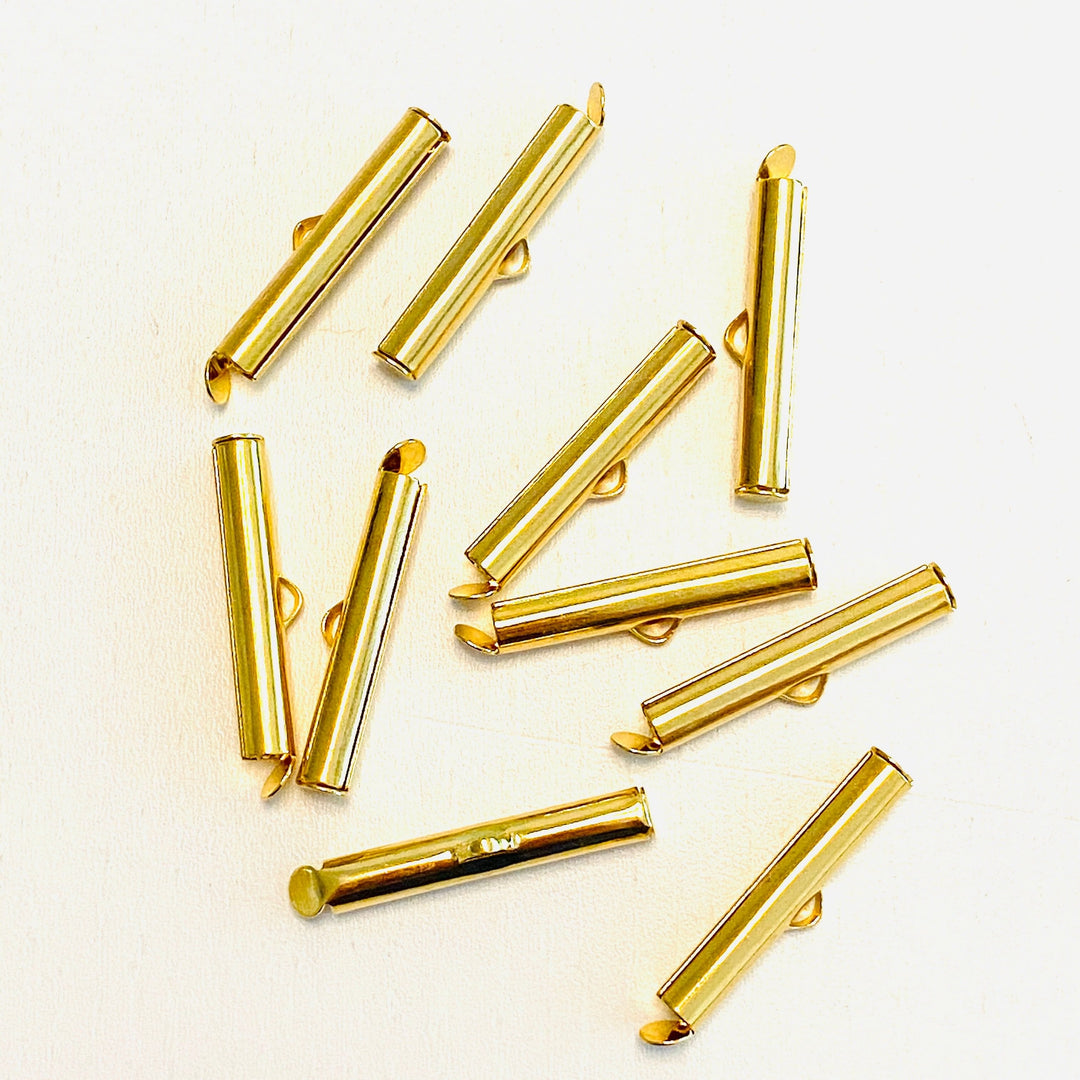 Miyuki Slide End Tubes, 25mm Gold Plated 6 Tubes in a pack