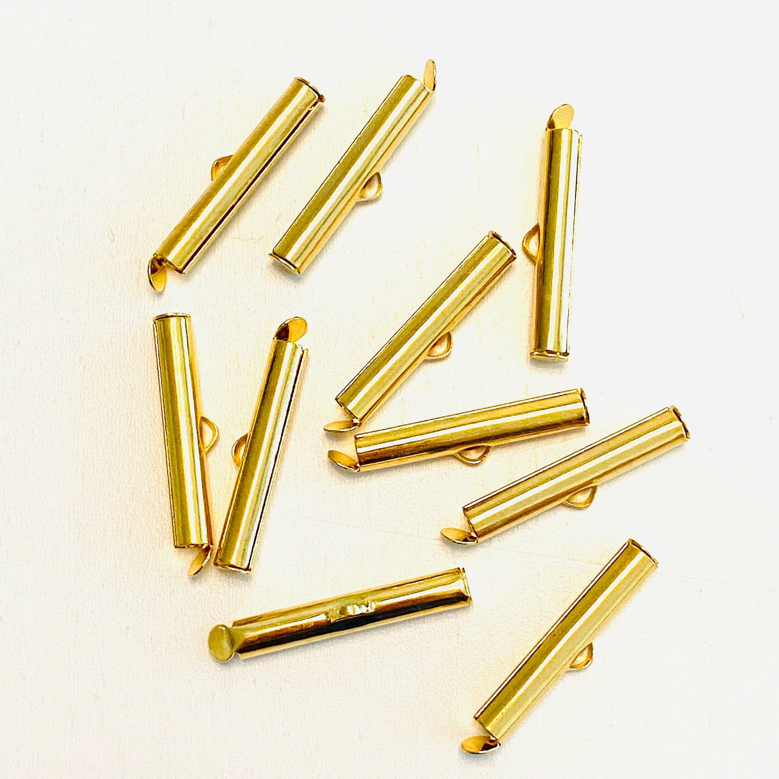 Miyuki Slide End Tubes, 25mm Gold Plated 6 Tubes in a pack