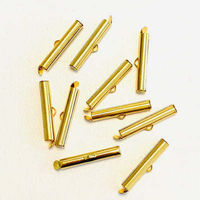 Miyuki Slide End Tubes, 25mm Gold Plated 10 Tubes in a pack £2.5