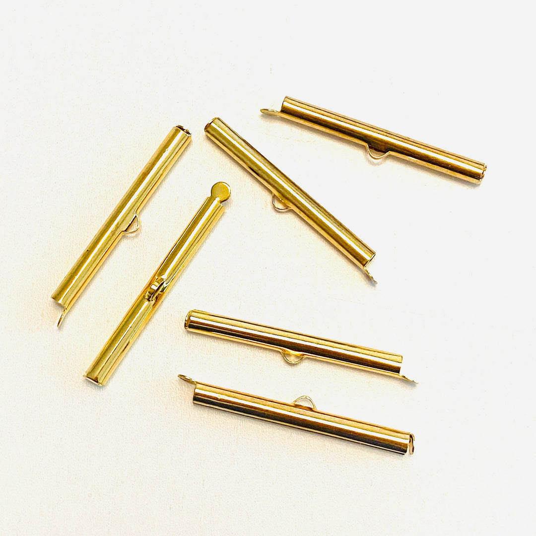 Miyuki Slide End Tubes, 40mm Gold Plated 6 Tubes in a pack