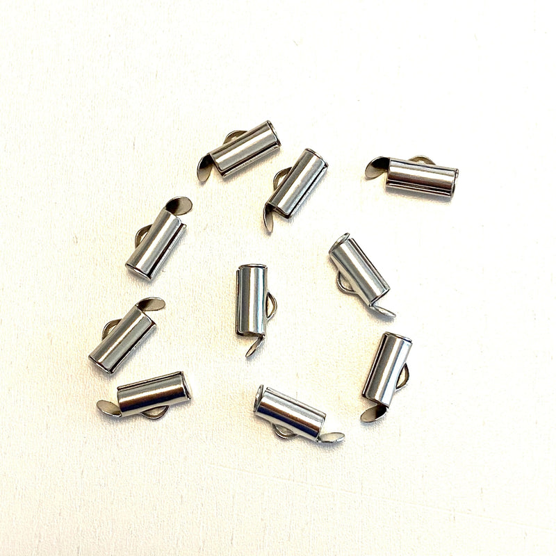 Miyuki Slide End Tubes, 10mm Rhodium Plated 10 Tubes in a pack £1.5