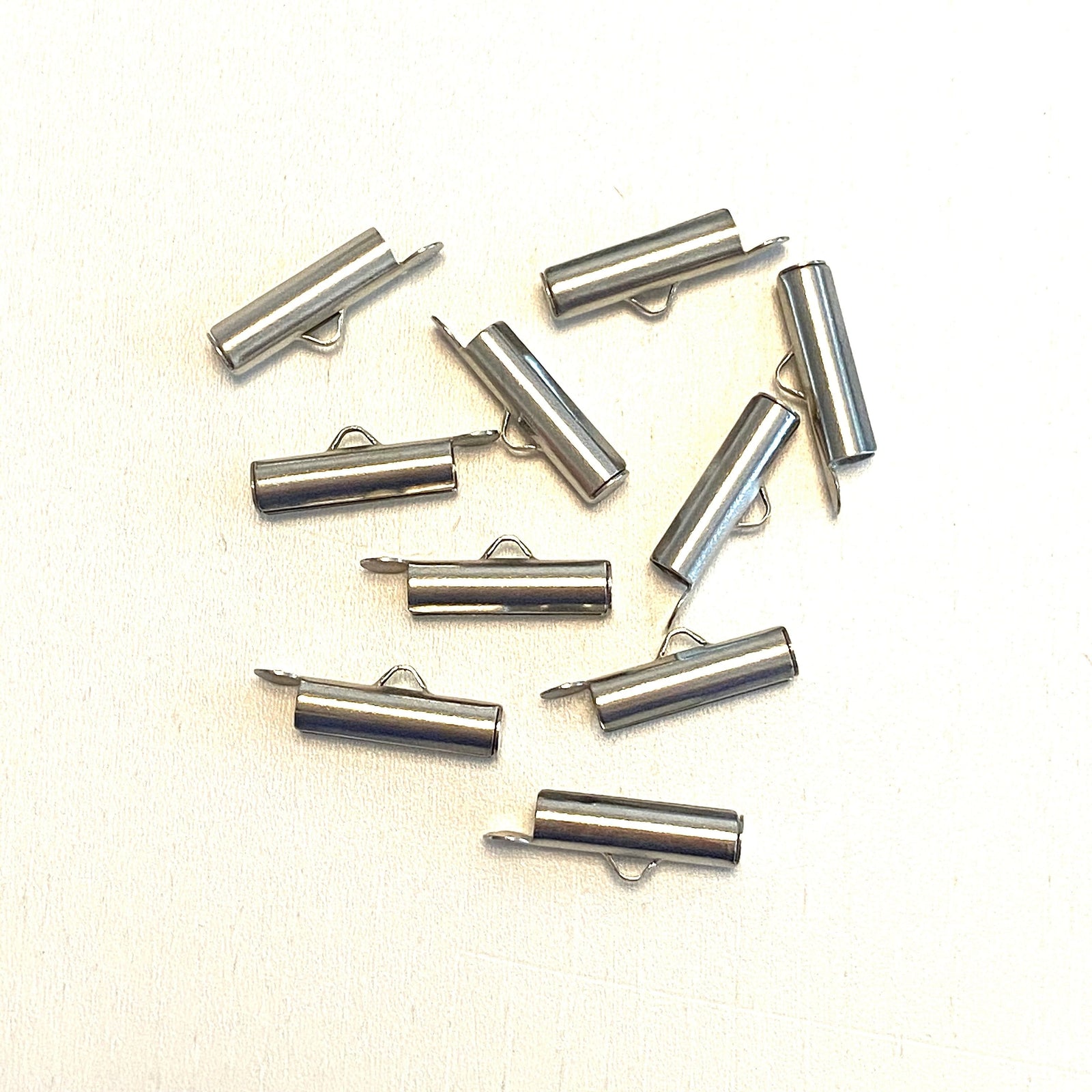 Miyuki Slide End Tubes, 15mm Rhodium Plated 10 Tubes in a pack