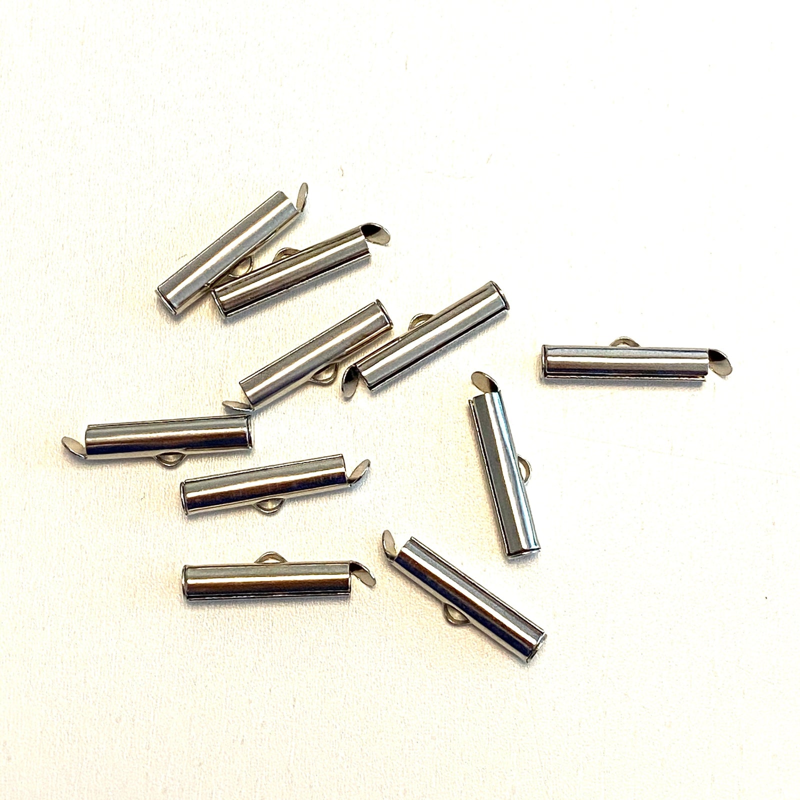 Miyuki Slide End Tubes, 20mm Rhodium Plated 10 Tubes in a pack