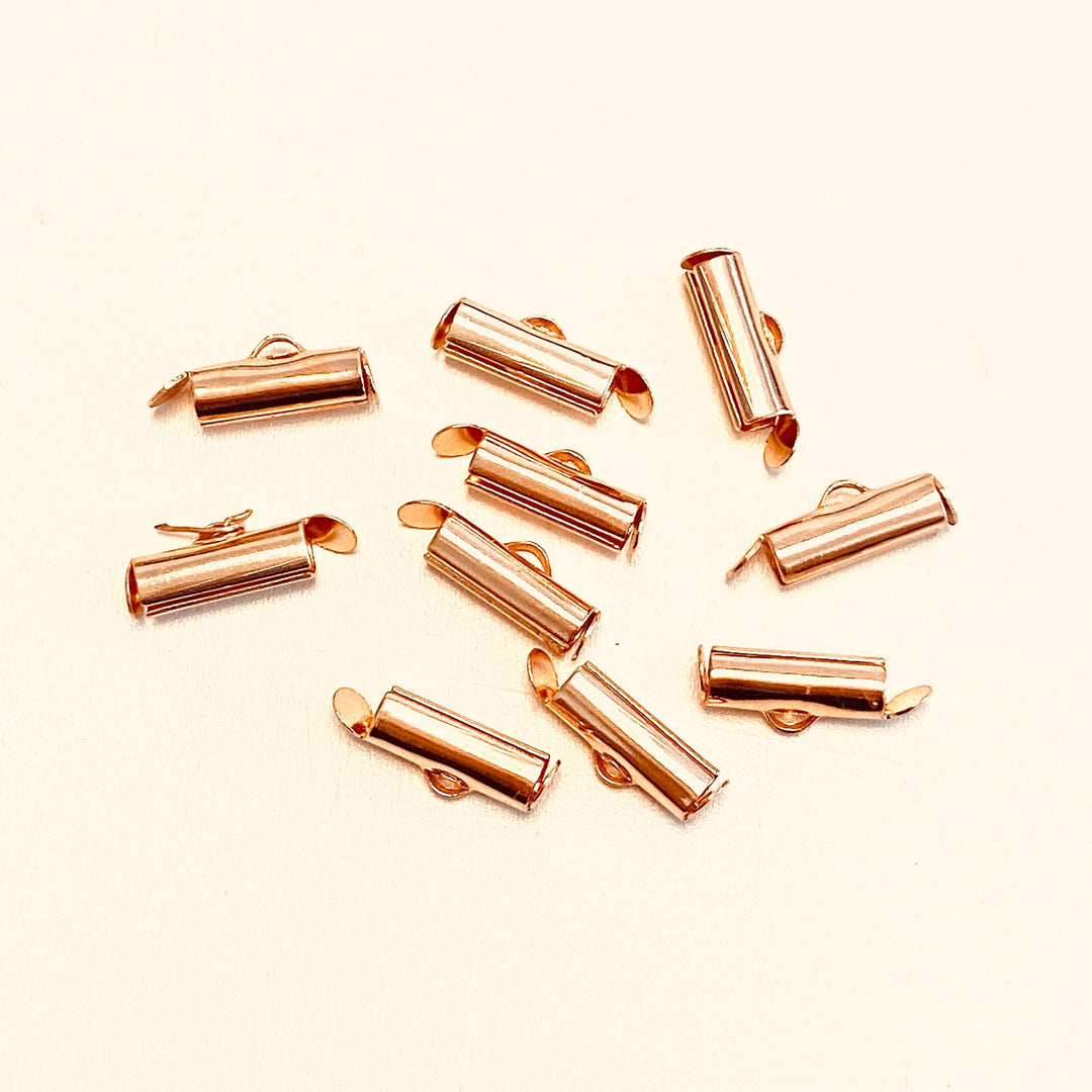 Miyuki Slide End Tubes, 13mm Rose Gold Plated 10 Tubes in a pack