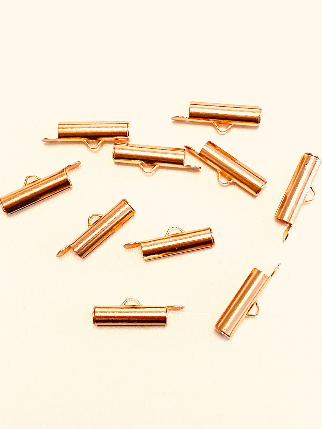 Miyuki Slide End Tubes, 15mm Rose Gold Plated 10 Tubes in a pack