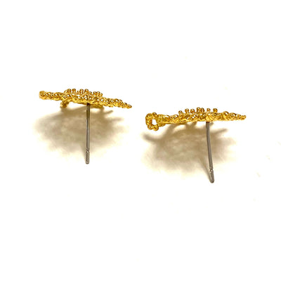 24Kt Gold Plated Brass Hittite Sun Disk Stud Earrings, 2 pcs in a pack,