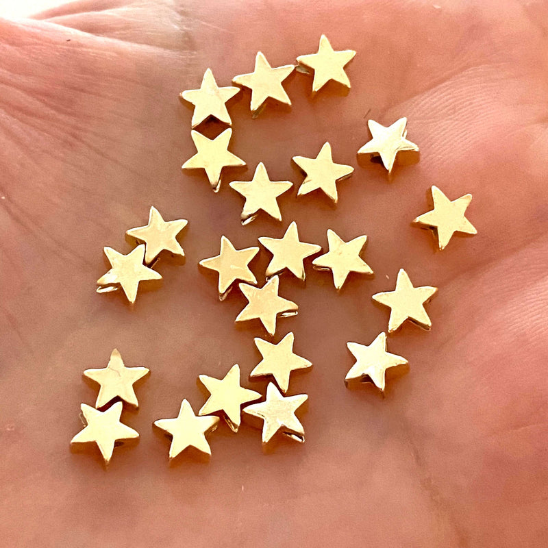 24 Karat vergoldete Stern-Zwischenring-Charms, 5 mm goldene Stern-Charms, 20 Stück in einer Packung
