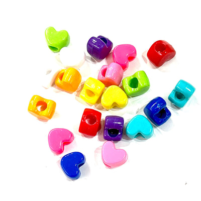 12mm Heart Shaped Acrylic Beads, Assorted Acrylic Beads,50 Gr pack