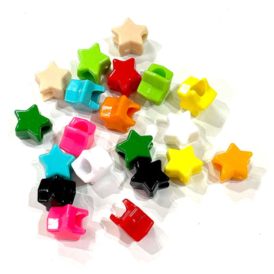 12mm Star Shaped Acrylic Beads, Assorted Acrylic Beads,50Gr in a pack