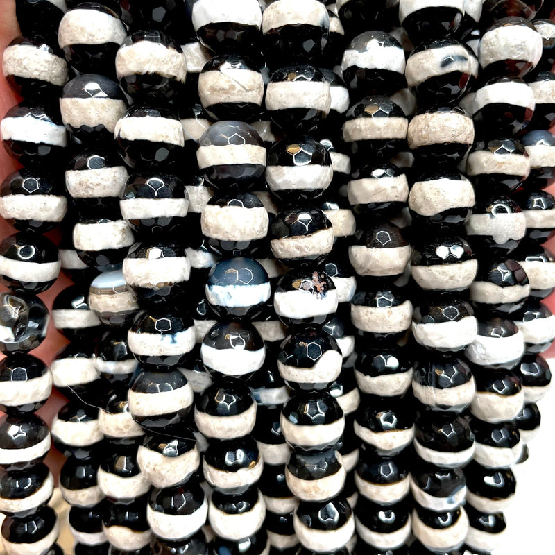 Agate Gemstone Beads, White Line Agate, Natural Banded Agate Beads, Round Gemstone Beads, 10mm Approx 15.5" Long per Strand,