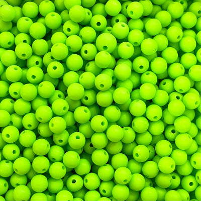 8mm Acrylic Beads, Neon Green Acrylic Beads, 50 Gr Pack-Approx 185 Beads