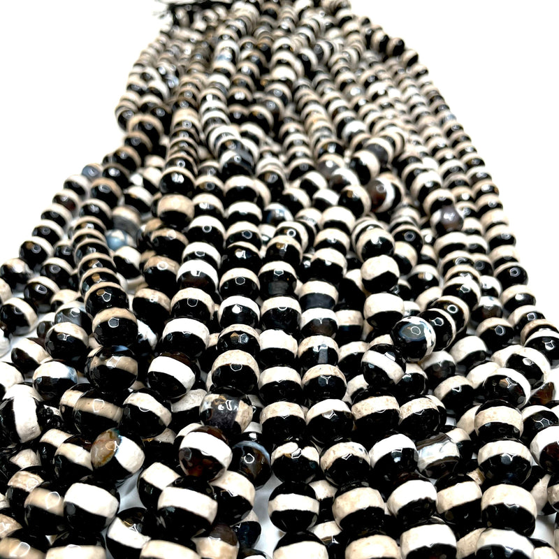 Achat-Edelsteinperlen, weiße Linie Achat, natürliche gebänderte Achatperlen, runde Edelsteinperlen, 10 mm, ca. 15,5" lang pro Strang,