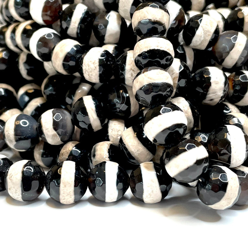 Agate Gemstone Beads, White Line Agate, Natural Banded Agate Beads, Round Gemstone Beads, 10mm Approx 15.5" Long per Strand,