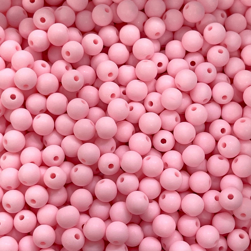 8mm Acrylic Beads, Pink Acrylic Beads, 50 Gr Pack-Approx 185 Beads