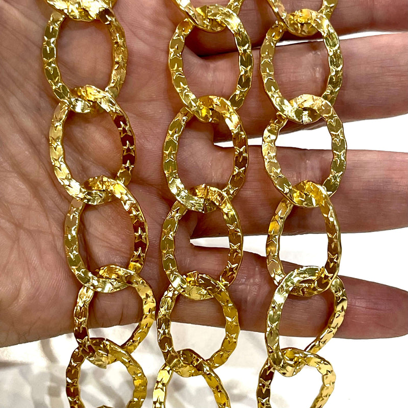 24x18mm Light Weight Gold Chain,Open Link Gold Necklace Chain,3.3 Feet-1 Meter Gold Chain