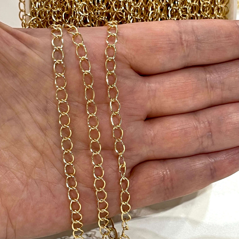 24Kt Gold Plated Extender Chain, 6x3.5mm Gold Plated Extender Chain, 1 Meter-3.3Feet Extender Chain