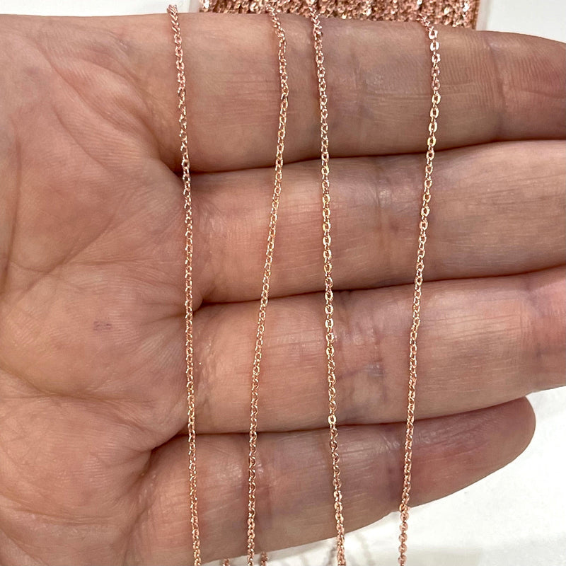 NEW!!! Rose Gold Plated Cable Chain, Rose Gold Plated Brass Soldered Chain 1mm