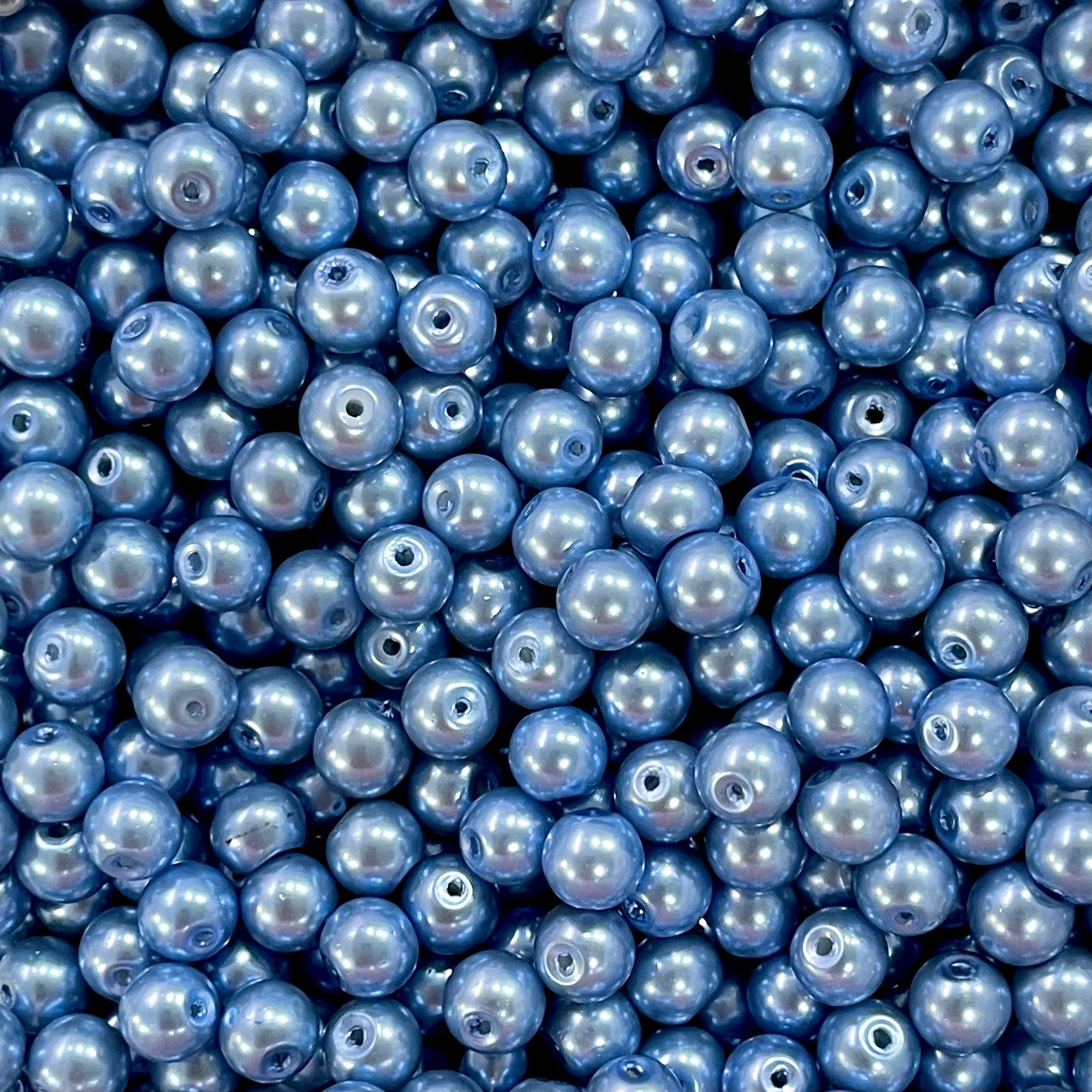 Glass Pearl Beads 8mm 100Gr Pack Approx 160 Beads, Blue Glass Pearl Beads
