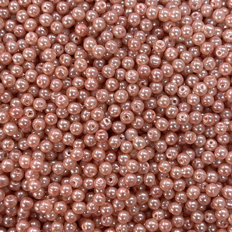 Glass Pearl Beads  4mm, 100 gr ,Approx 920 Beads,Rose Color, Rose Glass Pearl