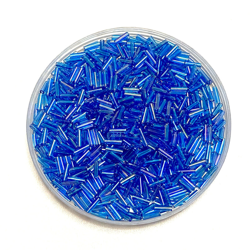 Miyuki Bugles taille 6mm 0261 Transparent Light Sapphire AB, Blue bugles 6mm,