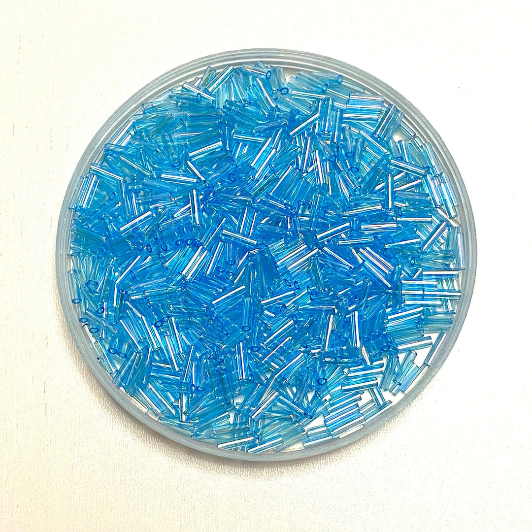 Miyuki Bugles size 6mm 0260 - Pale Aqua AB, Blue bugles 6mm,