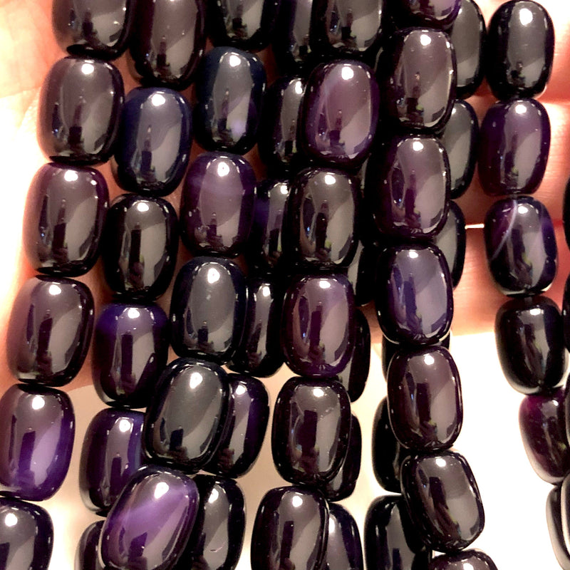 Lila Achat Edelstein Große Tropfenperlen, 28 Perlen