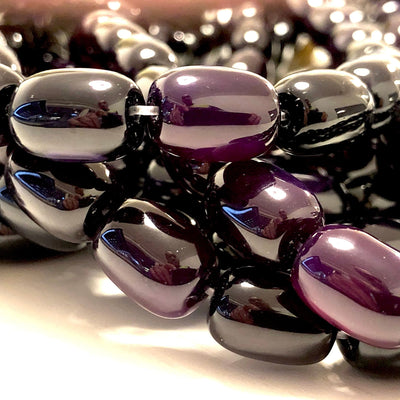 Purple Agate Gemstone Large Drop Beads, 28 Beads