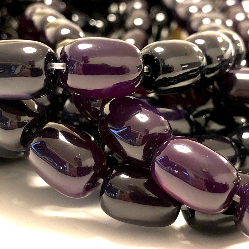 Purple Agate Gemstone Large Drop Beads, 28 Beads