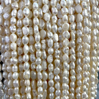 Ivory White Baroque Oval Loose Freshwater Pearls 6x7mm
