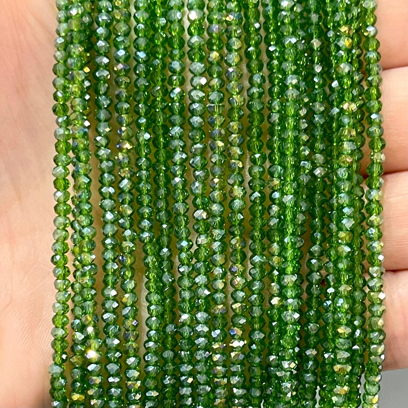 Crystal faceted rondelle - 200 pcs -2mm - full strand - PBC2C62, Crystal Beads, Beads, glass beads, beads crystal rondelle beads £1.5