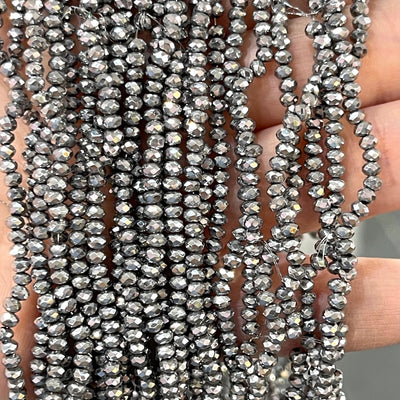 Crystal faceted rondelle - 200 pcs -2mm - full strand - PBC2C60, Crystal Beads, Beads, glass beads, beads crystal rondelle beads £1.5