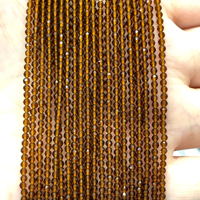 2 mm brauner Jade-Edelstein, 180 Perlen