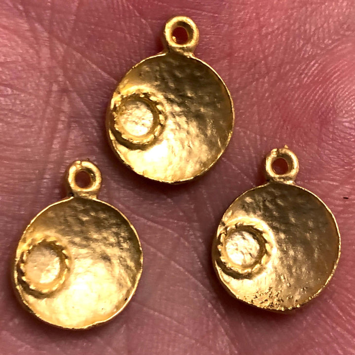 24Kt Matte Gold Plated Brass Charms, 5 pcs in a pack